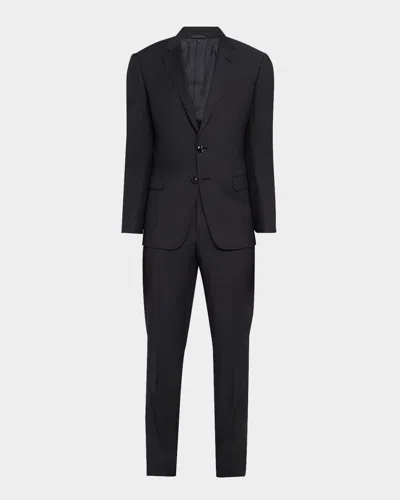 Giorgio Armani Men's Pinpoint Twill Suit In Solid Black