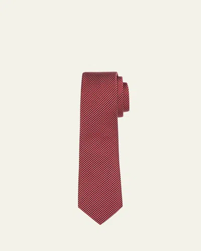 Giorgio Armani Men's Pinstripe Silk And Cotton Tie In Burgundy