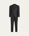 Giorgio Armani Manhattan Line Pinstriped Virgin-wool Single-breasted Suit In Solid Black