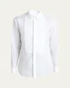 Giorgio Armani Cotton Tuxedo Shirt With Pleated Detail In Black