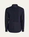 Giorgio Armani Men's Pleated Bib Tuxedo Shirt In Navy