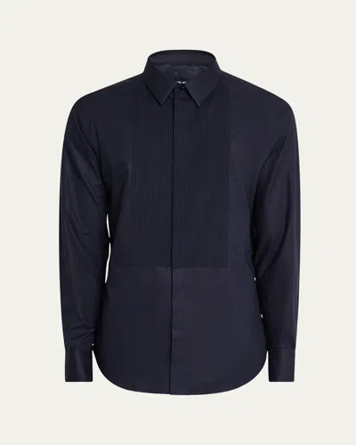 Giorgio Armani Men's Pleated Bib Tuxedo Shirt In Navy