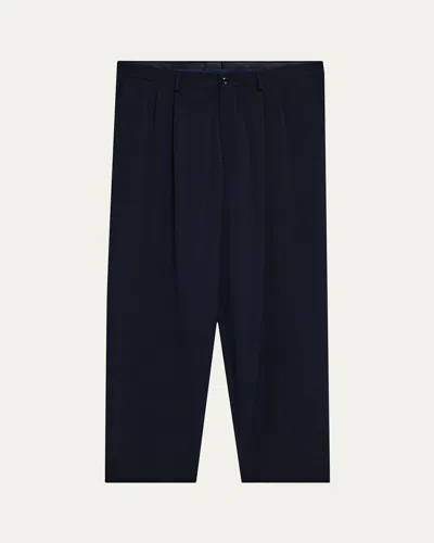 Giorgio Armani Men's Pleated Virgin Wool Trousers In Solid Medium Grey