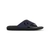 Giorgio Armani Crossed Leather Open Toe Sandals In Black