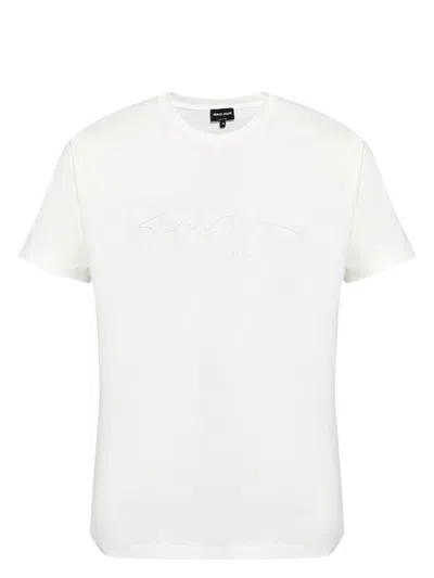 GIORGIO ARMANI MEN'S PURE COTTON INTERLOCK SIGNATURE LOGO T-SHIRT