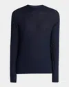 Giorgio Armani Men's Quadrant Knit Cashmere And Silk Crewneck Sweater In Blue