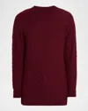 Giorgio Armani Men's Quadrant Knit Cashmere And Silk Crewneck Sweater In Red