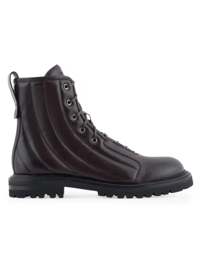 Giorgio Armani Men's Quilted Leather Combat Boots In Black