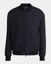 Giorgio Armani Men's Raised Chevron Bomber Jacket In Black