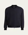 Giorgio Armani Men's Raised Chevron Bomber Jacket In Black