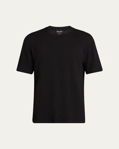 Giorgio Armani Men's Raised Chevron T-shirt In Black