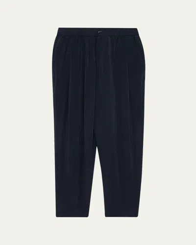 Giorgio Armani Men's Relaxed-fit Herringbone Drawstring Trousers In Blue