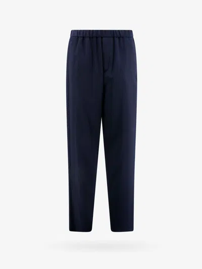Giorgio Armani Men Ribbed Wool Trouser In Blue