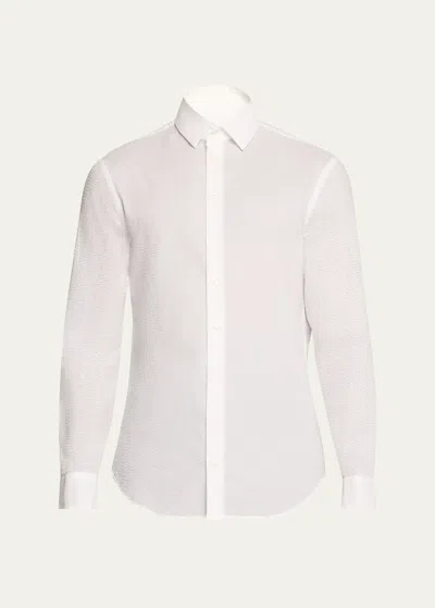 Giorgio Armani Men's Seersucker Sport Shirt In White