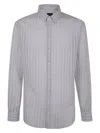 Giorgio Armani Striped Pattern Button-down Collar Shirt In Gray