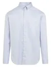 Giorgio Armani Fitted Long Sleeve Lapel All-over Striped Casual Shirt In Blue