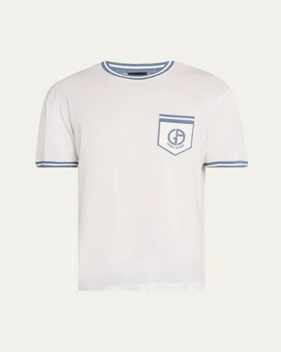 Giorgio Armani T-shirt En Jersey Piqué De Soie In White