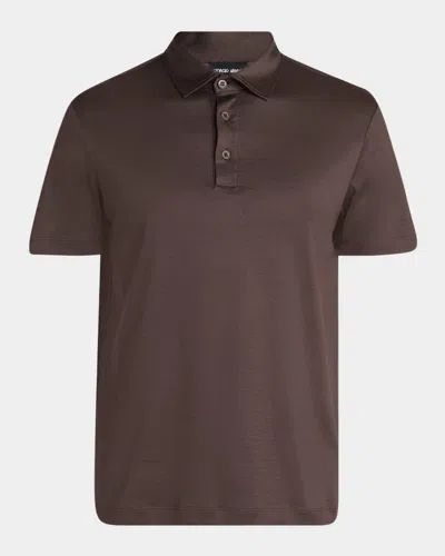 Giorgio Armani Men's Silk And Cotton Polo Shirt In Burgundy