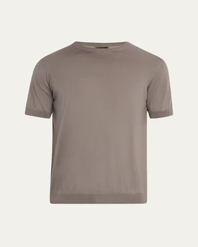 Giorgio Armani Men's Silk And Cotton Short-sleeve Crewneck Sweater In Multi