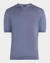 Giorgio Armani Men's Silk And Cotton Short-sleeve Crewneck Sweater In Medium Grey