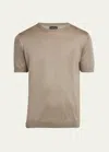 Giorgio Armani Men's Silk-cotton Crew T-shirt In Dark Blue