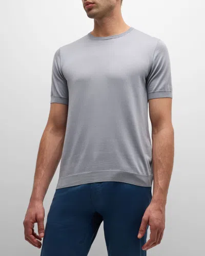 Giorgio Armani Men's Silk-cotton Crew T-shirt In Multi