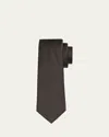 Giorgio Armani Men's Silk-cotton Diagonal Weave Tie In Grey Multi