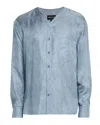 Giorgio Armani Men's Silk Denim Effect Button-down Shirt In Blue