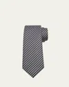 Giorgio Armani Men's Silk Jacquard Geometric Stripe Tie In Black