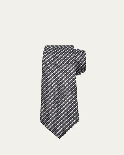 Giorgio Armani Men's Silk Jacquard Geometric Stripe Tie In Black