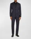 GIORGIO ARMANI MEN'S SILK-LAPEL MICRO-PATTERN SUIT