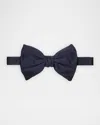 Giorgio Armani Textured Silk Bow Tie With Adjustable Strap In Blue
