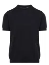 Giorgio Armani Official Store Silk And Cotton Crew-neck Jumper In Blue