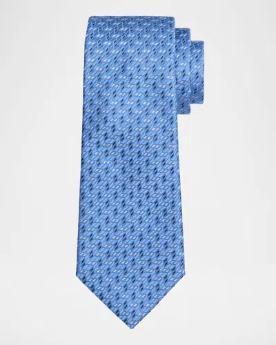 Giorgio Armani Men's Silk Raised Cubes Tie In Lightblue