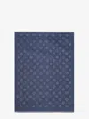 Giorgio Armani Men Silk Scarf With All-over Monogram Print In Blue