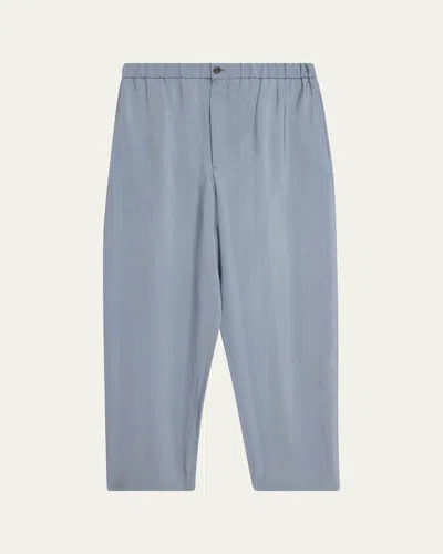 Giorgio Armani Men's Silk Wide-leg Trousers In Blue