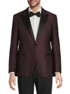 Giorgio Armani Men's Single-breasted Dot Texture Dinner Jacket In Merlot Red