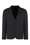 GIORGIO ARMANI MEN'S SINGLE-BREASTED NAVY WOOL JACKET FOR SS24