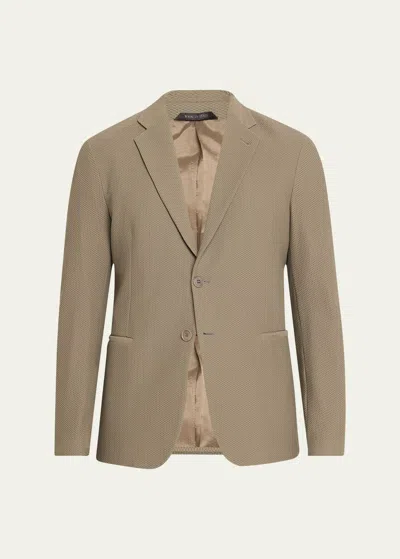 Giorgio Armani Men's Single-breasted Rice Stitch Sport Coat In Brown