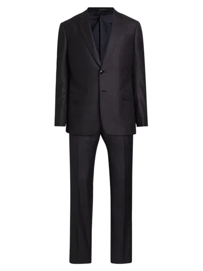 Giorgio Armani Men's Single-breasted Wool-blend Suit In Black