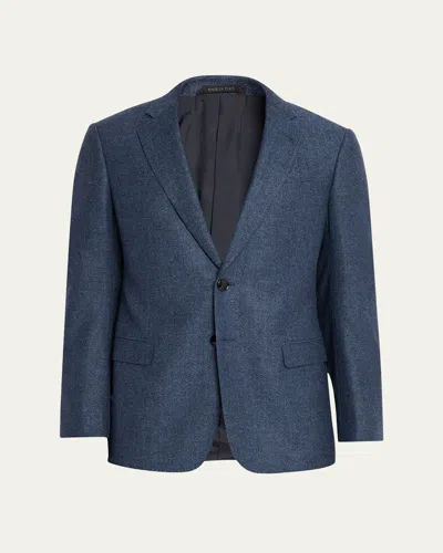 Giorgio Armani Men's Soft Line Chevron Single-breasted Sport Coat In Blue