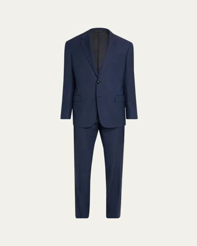 Giorgio Armani Men's Soft Line Chevron Single-breasted Suit In Blue