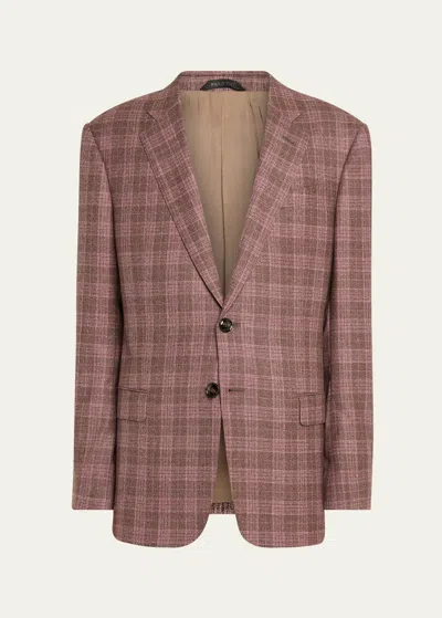 Giorgio Armani Men's Wool-cashmere Nailhead Sport Coat In Brown