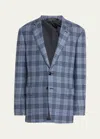 Giorgio Armani Men's Soft Wool-cashmere Plaid Sport Coat In Navy