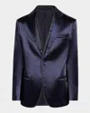 Giorgio Armani Soho Line Silk-blend Rhinestone Tuxedo Jacket In Blue Navy