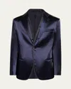 Giorgio Armani Soho Line Silk-blend Rhinestone Tuxedo Jacket In Blue Navy