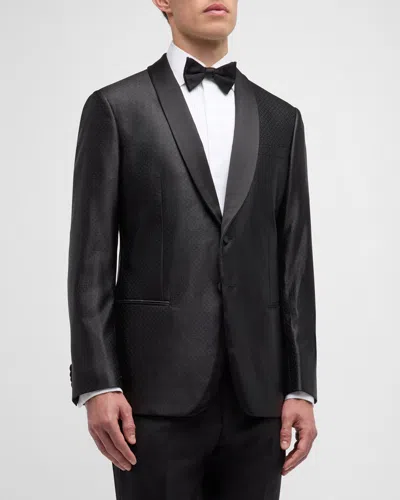 Giorgio Armani Official Store Single-breasted Soho Line Suit In Virgin Wool Armure In Noir
