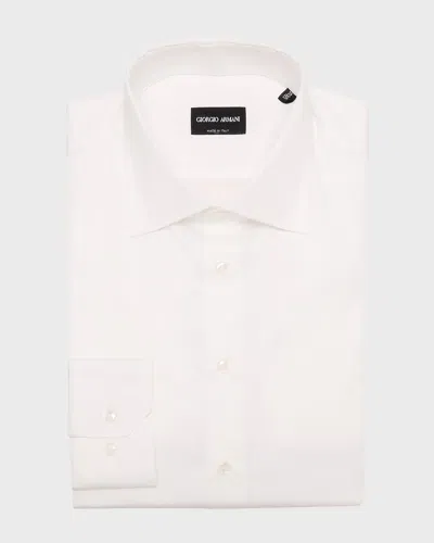 Giorgio Armani Men's Solid Cotton Dress Shirt In White