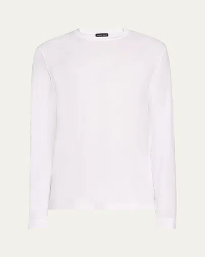 Giorgio Armani Men's Solid Cotton T-shirt In White