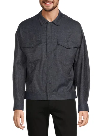 Giorgio Armani Men's Solid Cupro Blend Jacket In Dark Grey